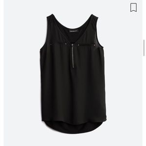 FORTUNE + IVY Lighton Zip Detail Mixed Material Blouse